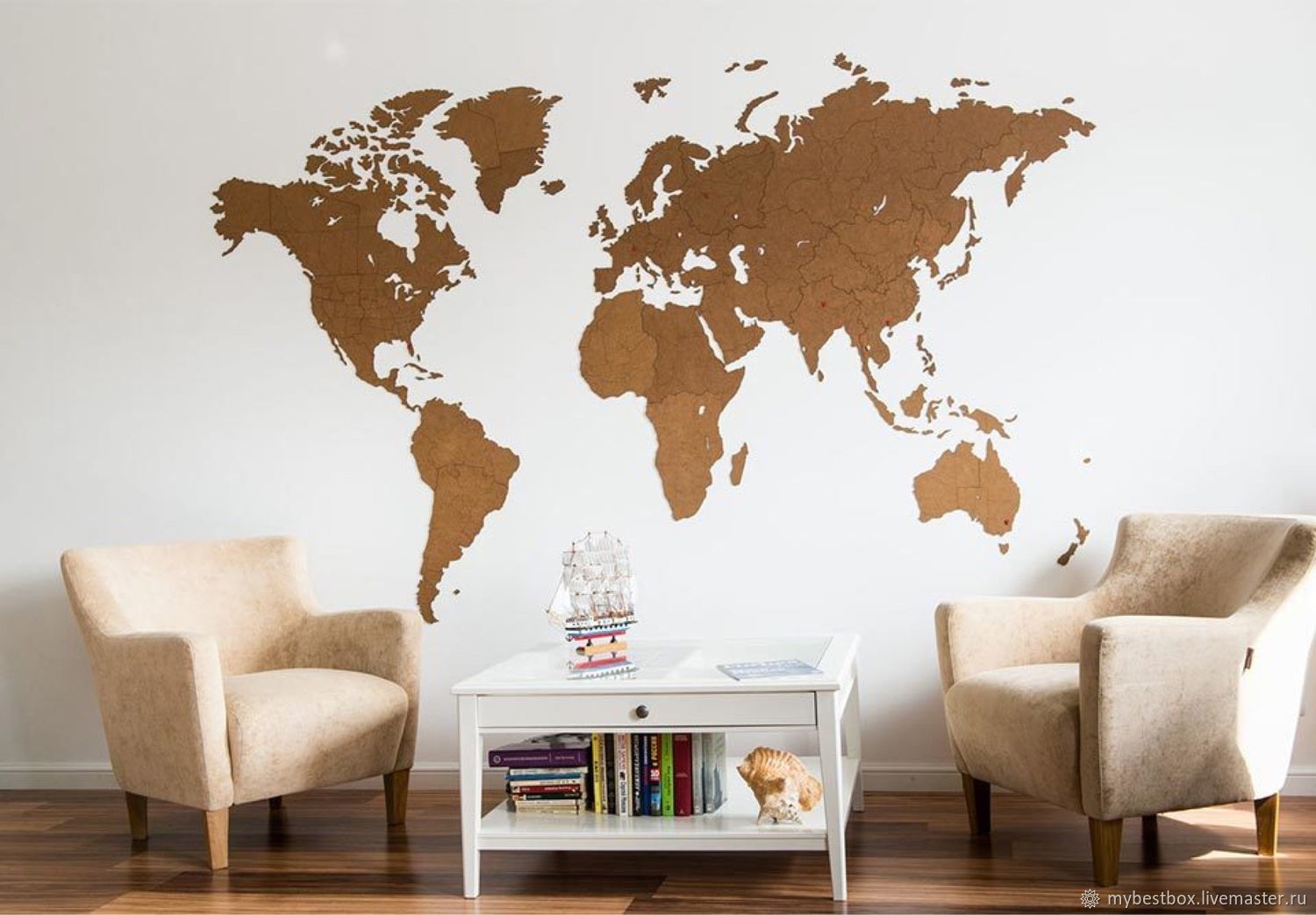 Giant World Map For Wall World map Wall decoration GIANT Brown 280h170 cm – купить на 