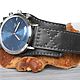 Blue Wristwatch on Dark Grey Leather Bracelet. Watches. Made In Rainbow. Ярмарка Мастеров.  Фото №5