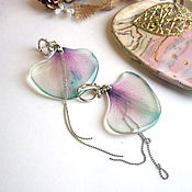 Украшения handmade. Livemaster - original item Earrings with Real Orchid Petals Rhodium Lilac Mint. Handmade.