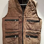 Одежда handmade. Livemaster - original item Men`s leather vest made of sheepskin. Handmade.