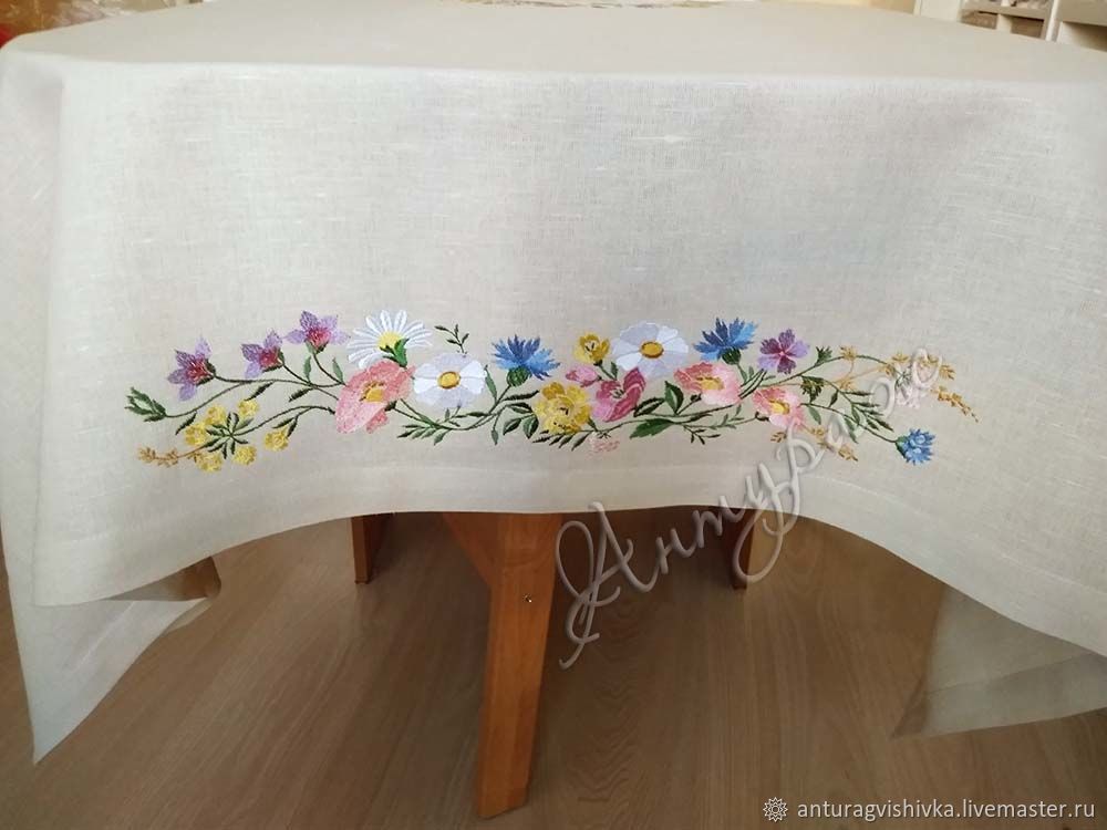 Скатерть на свадьбу Скатерть с вышивкой 5126 Полевой букет2 в интернет ...