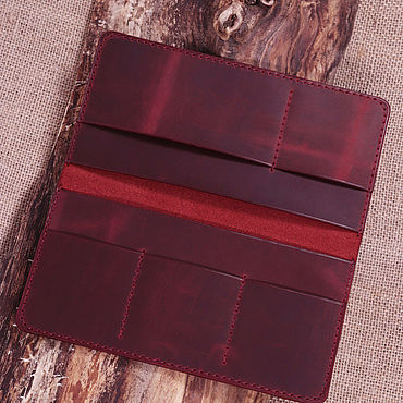 Сумки ручной работы. Ярмарка Мастеров - ручная работа Портмоне Лонгер Crazy Horse Dark Red. Handmade.