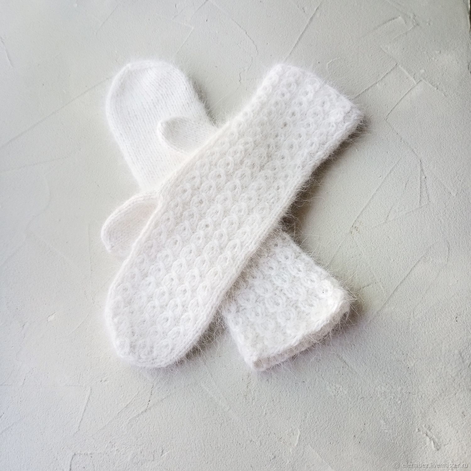 Варежки женские белые из пуха норки – заказать на Ярмарке Мастеров ...