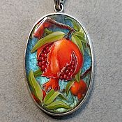 Украшения handmade. Livemaster - original item Pendant: Five pomegranates. Silver. Painting in Labrador.. Handmade.