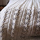 Плед белый вязаный Лист. Плед с растительным орнаментом. Пледы. Pompon - вязаный текстиль для дома. Ярмарка Мастеров.  Фото №5