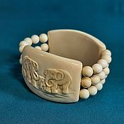 Украшения handmade. Livemaster - original item Elephants. Carved Mammoth Tusk Bracelet. Handmade.