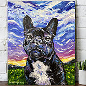 Картины и панно handmade. Livemaster - original item Oil painting portrait of a dog. Painting with a bulldog on canvas. Handmade.