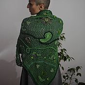 Аксессуары handmade. Livemaster - original item Copy of Crochet shawl "Green Forest" openwork freeform. Handmade.