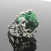 Украшения handmade. Livemaster - original item Jutropium ring with malachite made of 925 sterling silver PS0002. Handmade.