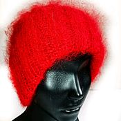Аксессуары handmade. Livemaster - original item The hat is a red fluffy cloud. Handmade.
