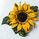 Brooch-clip leather Sunflower. Decoration leather. Brooch-clip. lanssveta. My Livemaster. Фото №5