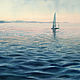 Watercolor painting Landscape with sailboat. Seascape, Pictures, Magnitogorsk,  Фото №1