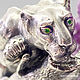 Bronze Jaguar, silvered with demantoids and amethyst, Figurines, Moscow,  Фото №1