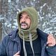 Заказать КАПЮШОН-СНУД двойной  КАЛЬВИН хакки. Вязаный кэжуал  UNIC Ирина. Ярмарка Мастеров. . Капюшоны Фото №3