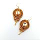 Soutache Earrings with crystals Copper metallic shiny, Earrings, St. Petersburg,  Фото №1