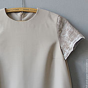 Одежда handmade. Livemaster - original item Beige dress short sleeve, soft tunic dress. Handmade.