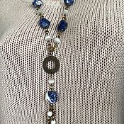 Работы для детей, handmade. Livemaster - original item Beads long natural stones blue stylish women`s jewelry to buy. Handmade.