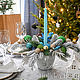 New Year's composition with a candle 'Blue star', New Year\\\\\\\'s compositions, Moscow,  Фото №1