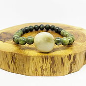 Украшения handmade. Livemaster - original item Bracelet made of serpentine and jade River pellet. Handmade.