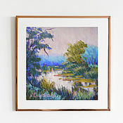 Картины и панно handmade. Livemaster - original item Over the river. Small pastel landscape.. Handmade.