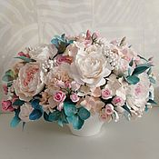 Свадебный букет  невесты ручной работы  из полимерной глины "Розе"