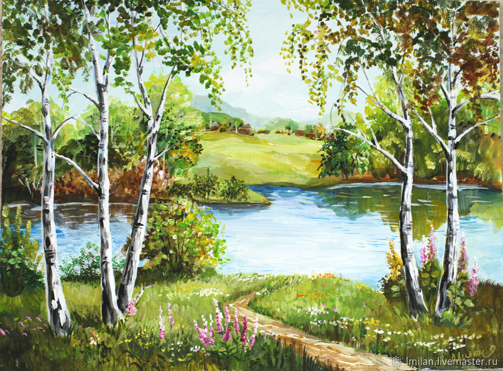 Рисунки природы днем. «Летний пейзаж с рекой» (1870 г.). Каменев. Картина природа. Пейзаж рисунок. Пейзаж гуашью.