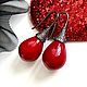Earrings Scarlet drops pearls of Majorca red scarlet wine, Earrings, Kingisepp,  Фото №1