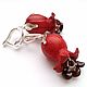 Earrings made of leather gramatici c pomegranate, Earrings, Moscow,  Фото №1