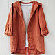 Order Terracotta cardigan jacket made of 100% linen. etnoart. Livemaster. . Jackets Фото №3