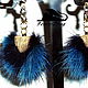 Fashion fur two-tone (gradient) black and blue winter earrings. Tassel earrings. Steampunk & Gothic Jewelry FDrag (FenixDrag). Online shopping on My Livemaster.  Фото №2