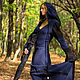 Elven Dress «Druidess» Long Fantasy Linen  Blue Hooded Elvish Dress. Cosplay costumes. mongolia. My Livemaster. Фото №4
