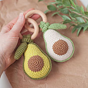Работы для детей, handmade. Livemaster - original item Copy of Copy of Copy of Copy of Wooden teething ring with crochet pear. Handmade.