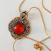 Украшения handmade. Livemaster - original item Flower pendant with amber openwork ornament on a chain. Handmade.