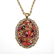 Украшения handmade. Livemaster - original item Camelot pendant resin crystals red and gold. Handmade.