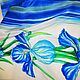 Batik silk handkerchief 'Blue irises'. Shawls1. Batic.  Author's throw pillows. Online shopping on My Livemaster.  Фото №2