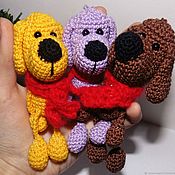 Куклы и игрушки handmade. Livemaster - original item Knitted Dog-keychain. A dog in a scarf. Handmade.