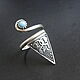 Turquoise Obsidian Silver Ring 925 GA0097. Rings. Sunny Silver. My Livemaster. Фото №4