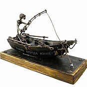 Сувениры и подарки handmade. Livemaster - original item Gifts for hunters and fishermen: A fisherman in a boat. Handmade.