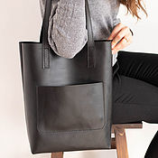 Сумки и аксессуары handmade. Livemaster - original item Women`s leather shopper bag black (black leather bag). Handmade.