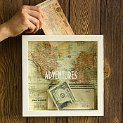 Для дома и интерьера handmade. Livemaster - original item Frame-piggy Bank for travelers ` Adventure`. Handmade.