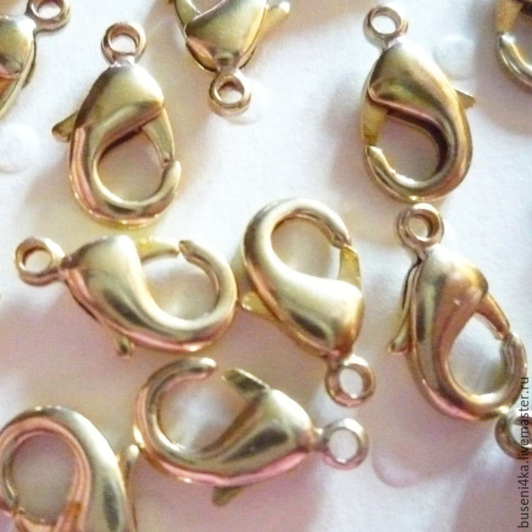 Фурнитура для украшений: Замок карабин 12мм, латунь (1шт) купить в ...