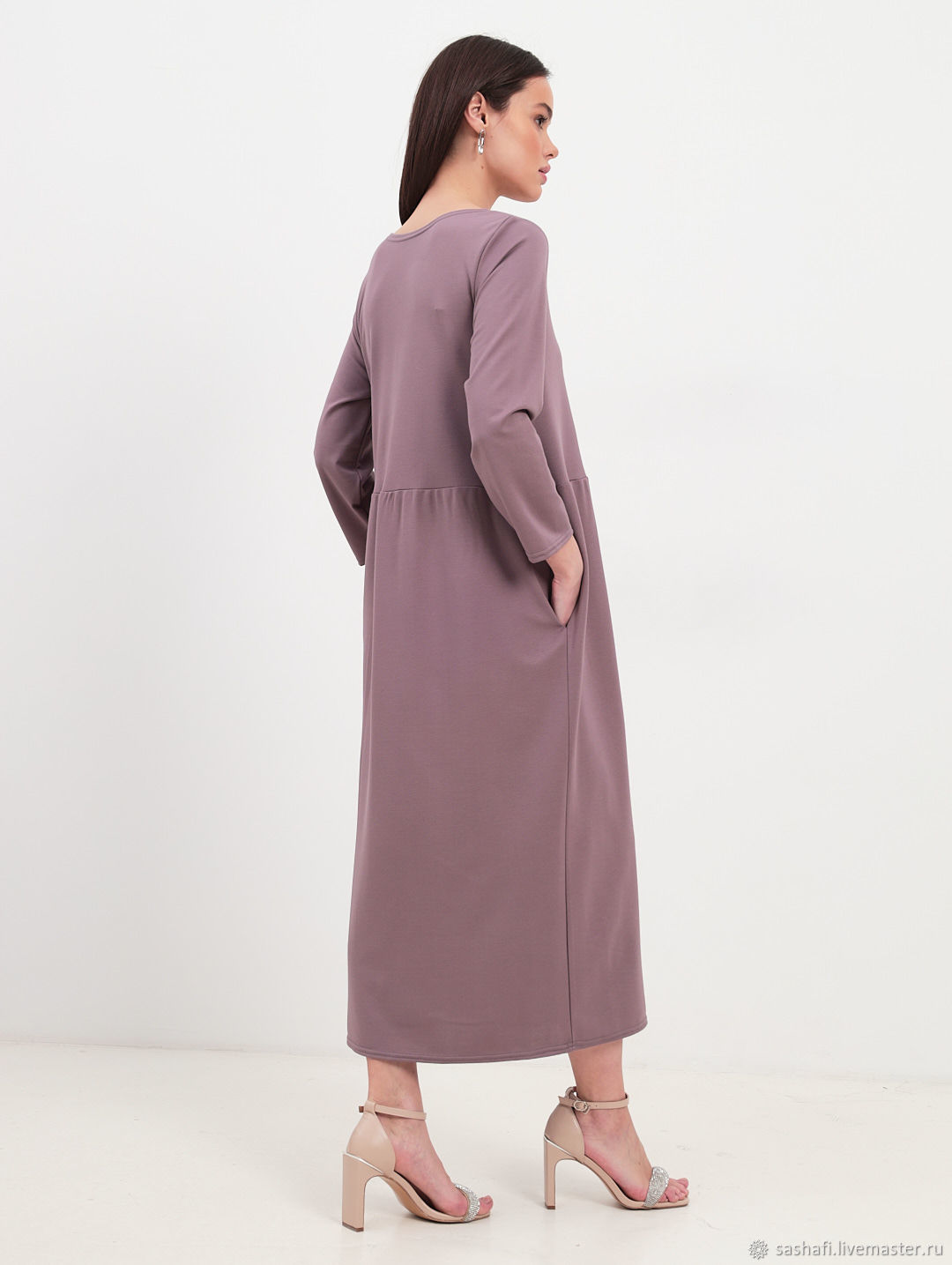 Платье в цвете пепельной розы, платье свободное , платье повседневное ...