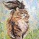 Картина маслом "Пушистый кот". Природа. Пейзаж, Картины, Королев,  Фото №1