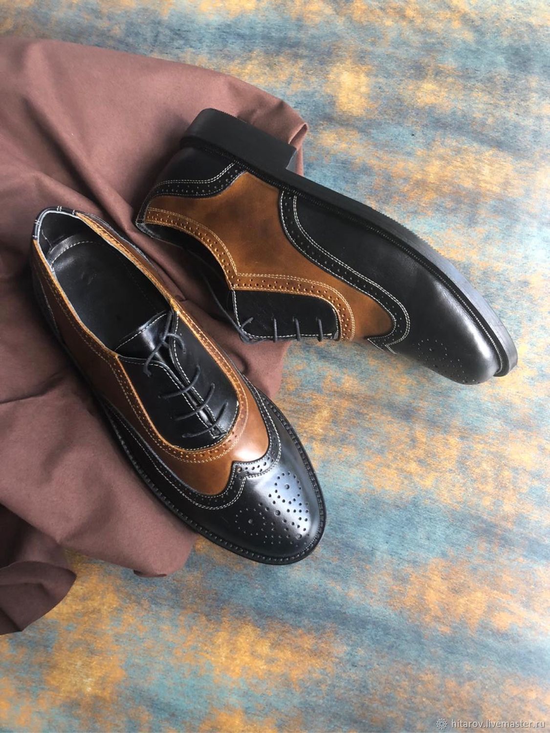 Men's shoes 'Oxford' korich/black black sole, Oxfords, Moscow,  Фото №1