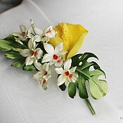 Украшения handmade. Livemaster - original item Brooch-pin: Silk flowers. Boutonniere 