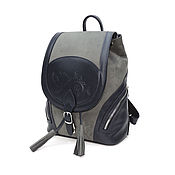 Сумки и аксессуары handmade. Livemaster - original item Backpacks: Women`s Leather Backpack Grey Blue Tiara Mod. R. 50-441. Handmade.