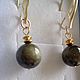 Order Earrings with gold obsidian and silver 925 with gilt. marusjy. Livemaster. . Earrings Фото №3