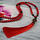 Long necklace with pendant with silk brush made of howlite and shungite, Necklace, Velikiy Novgorod,  Фото №1