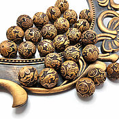 Материалы для творчества handmade. Livemaster - original item Beads Valuable Wenge Tree 20mm Carving with Dragon. Handmade.
