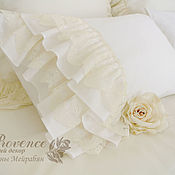 Для дома и интерьера handmade. Livemaster - original item Bed linen in champagne color with lace on the grid, vintage. Handmade.